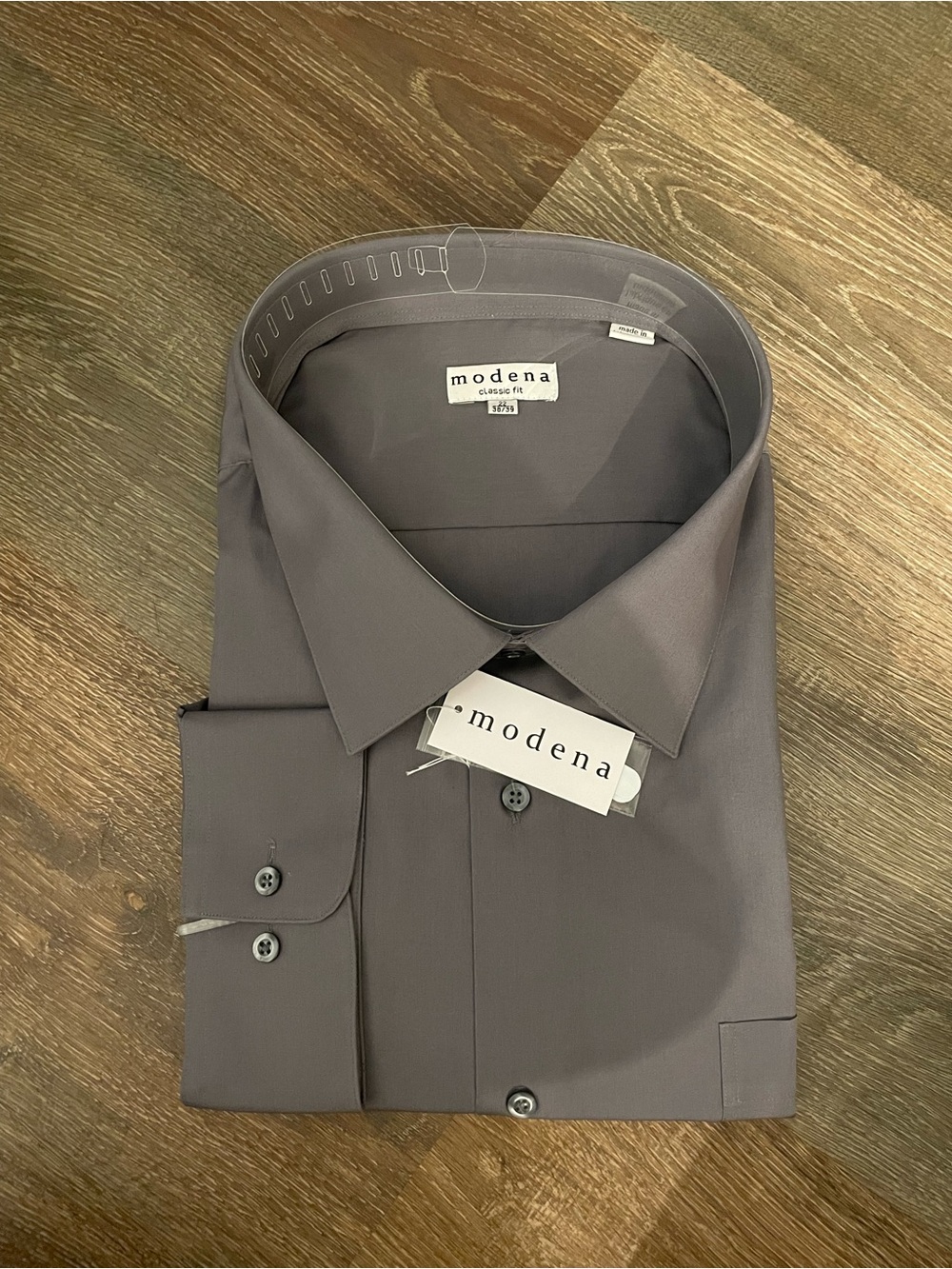 NWT Modena Men's Classic Fit Long Sleeve Dress Shirt M300CLOR Charcoal Gray 22